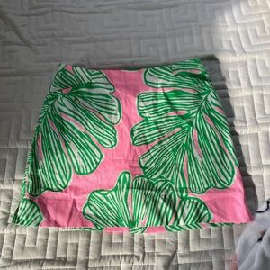 Lilly Pulitzer Pink Mini Skirt with Green Leaf Print